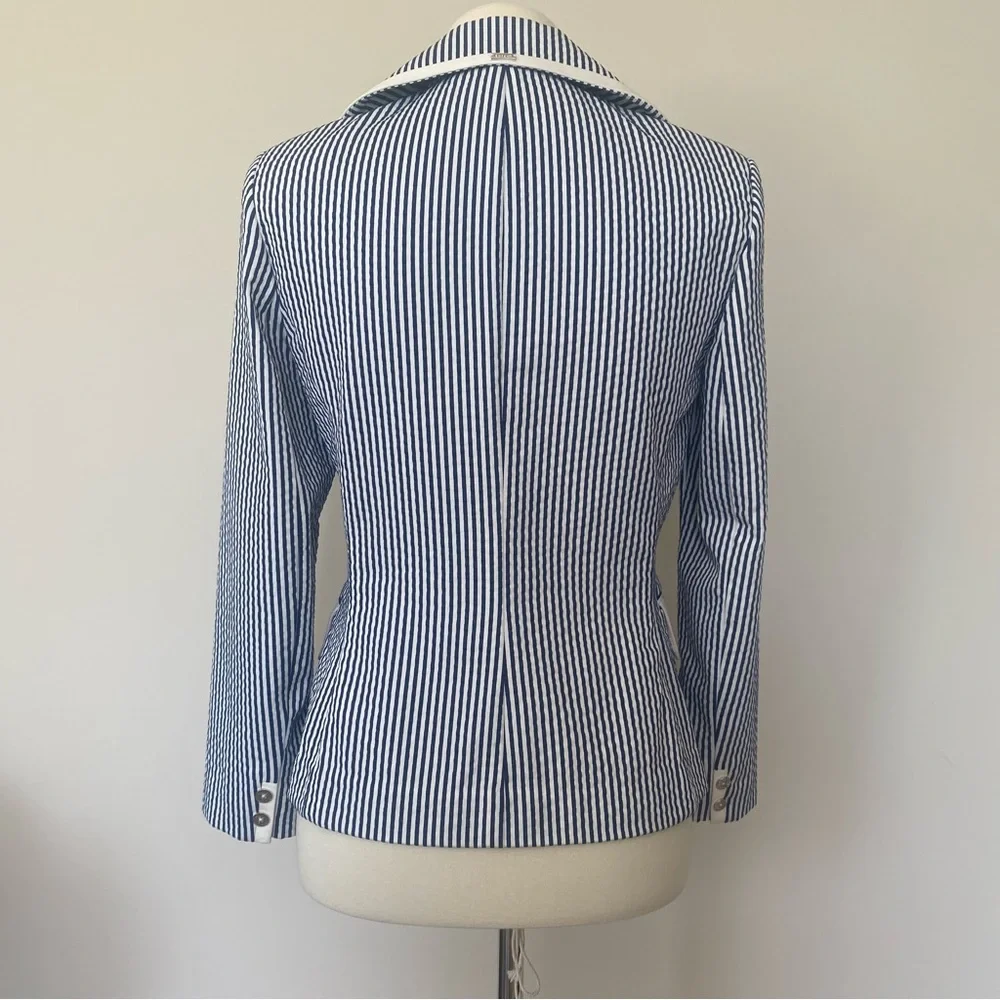 St. John Navy and White Striped Blazer - Picture 7 of 10